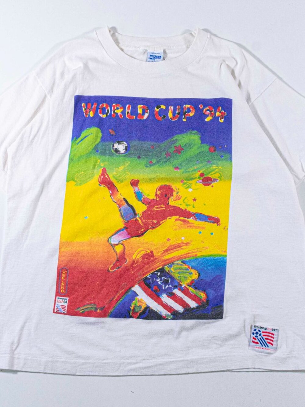 Vintage 1994 World Cup USA Peter Max Art T-Shirt Large Salem Sportswear 90s
